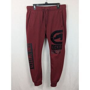 Ecko Unltd. Drawstring Patched Cuffed Sweatpants Red/Black Men's Size 2XL/XXL